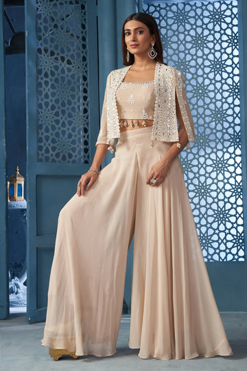 Party Wear Indo-Western Cap Set With Real Mirror Work