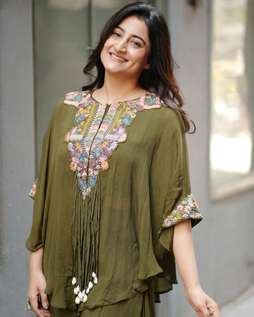 Soch Green Embellished Indo Western With Sequence Embroidered Work