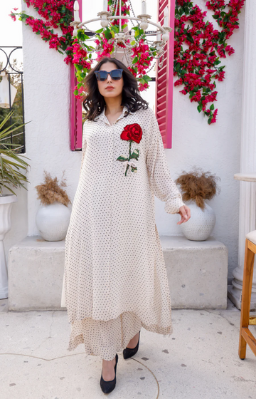 White Schiffli Embroidered Suit with Zari Work – Elegant Festive Wear