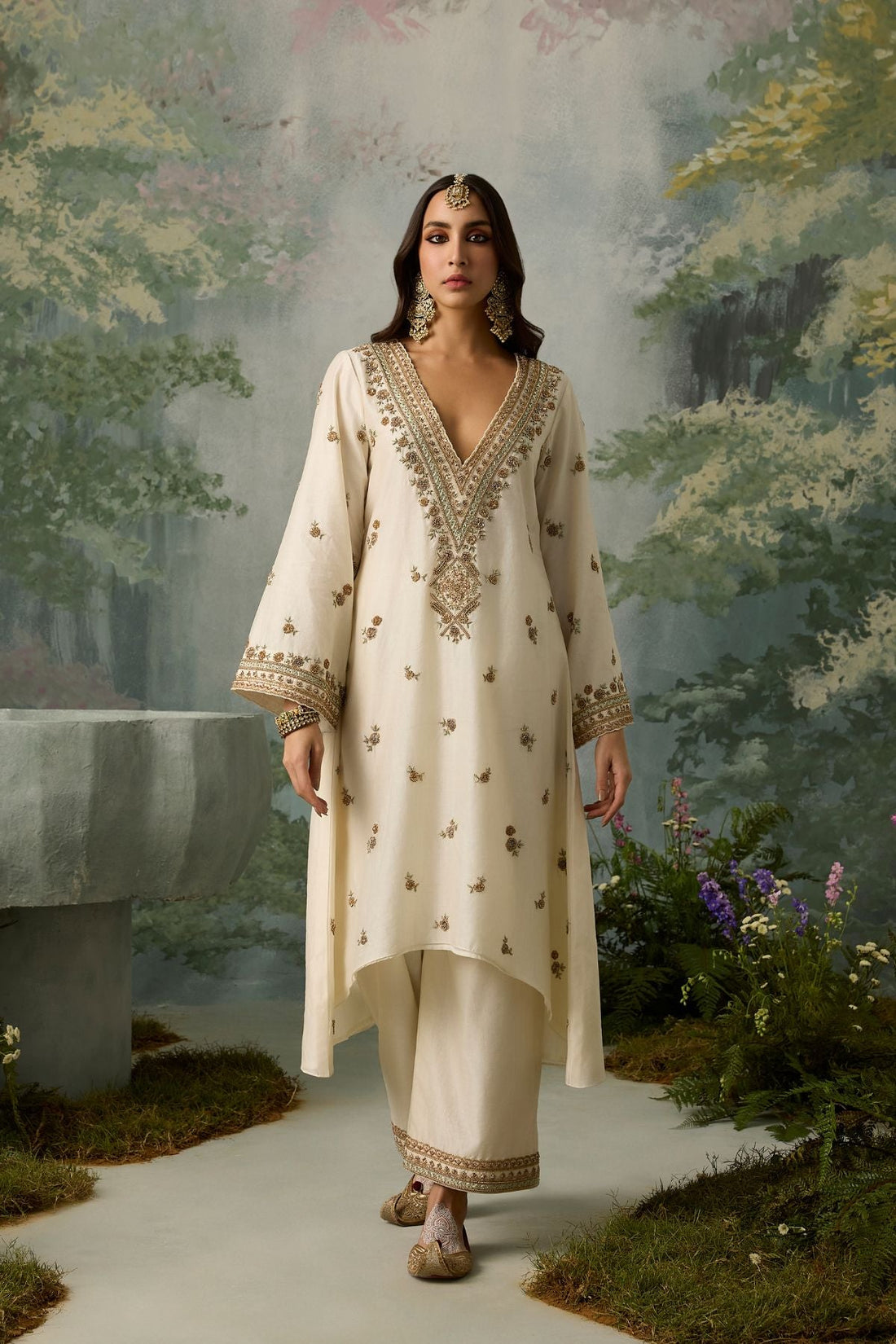 Designer Soft Taffeta Butter Silk Kurta Set with Zari, Zardosi & Sequin Work