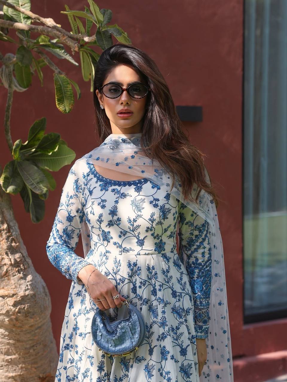 Zyra Heavily Embroidered Georgette Gown Set with Organza Cutwork Dupatta