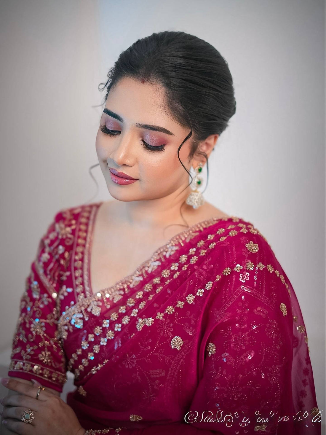 Shimmering Sequin Satin Saree with Designer Cutwork Edge