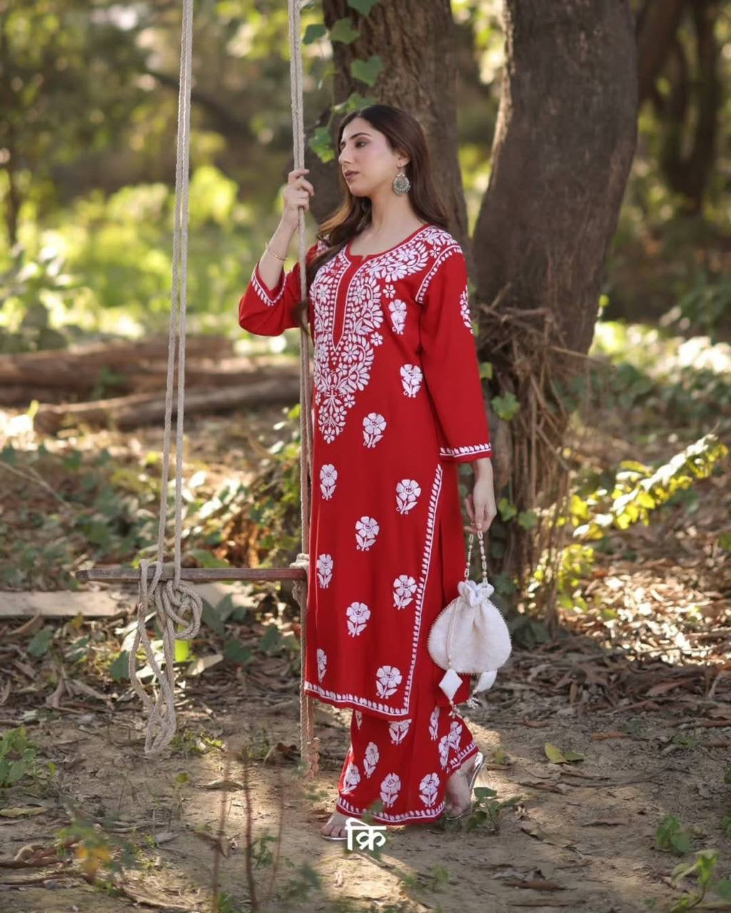 Designer Rayon Kurta Plazzo Pair with Embroidery Work