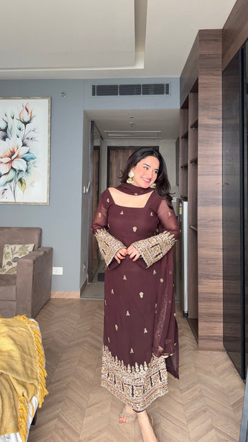 Classic Maroon Ethnic Suit Set With Rich Border Work