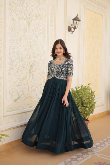 Classy Faux Georgette Trending Heavy Work Fully Stitched Gown