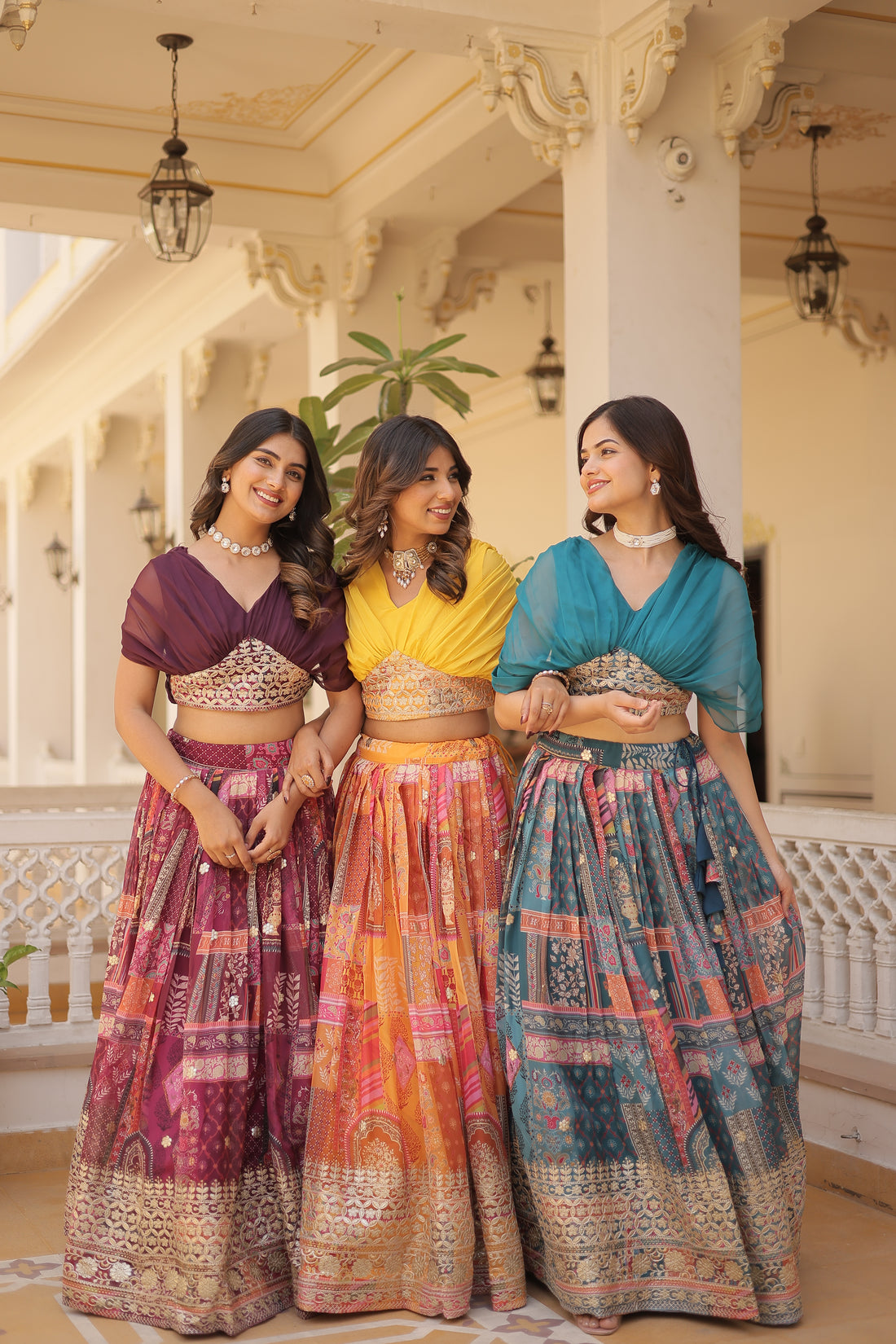 Gorgeously Russian Silk Indo Western Crop Top Lehenga Choli