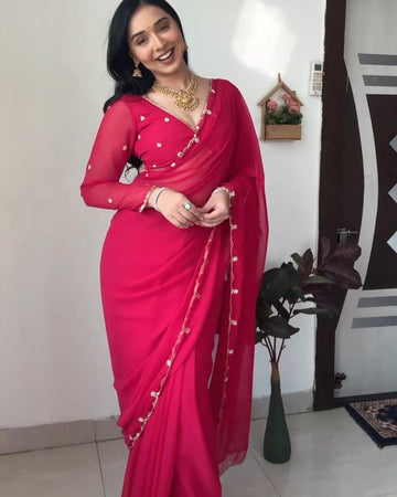 Stunning Red Designer Saree
