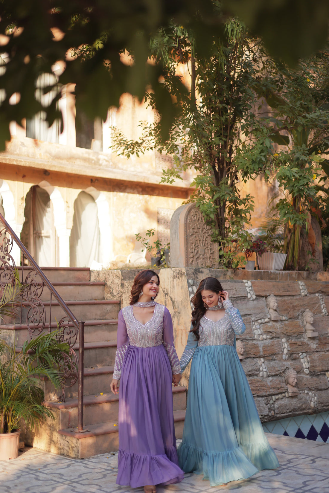 Arresting Georgette with Embroidery Sequins-work Gown