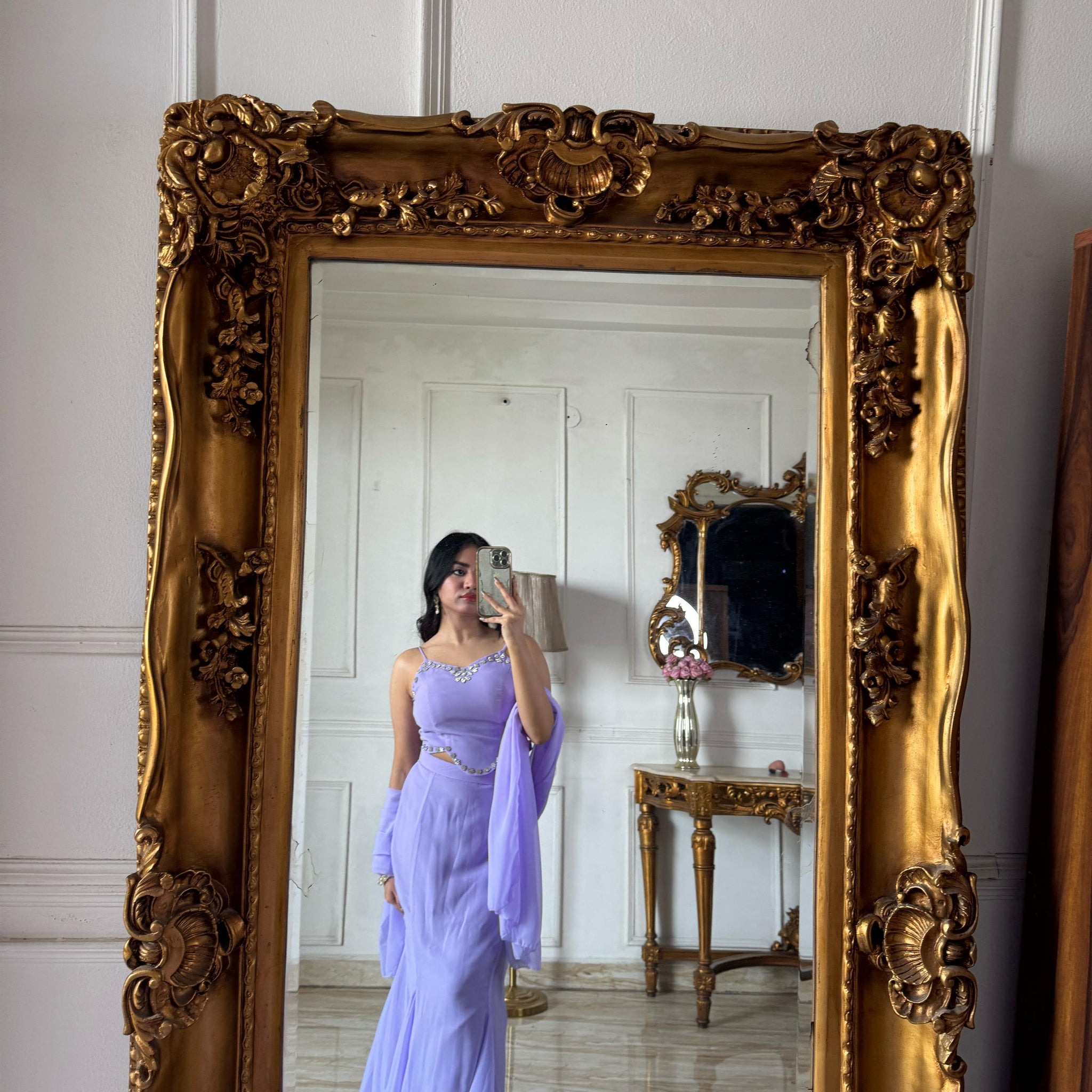 Pastel Lavender Designer Party Wear Cor-Set