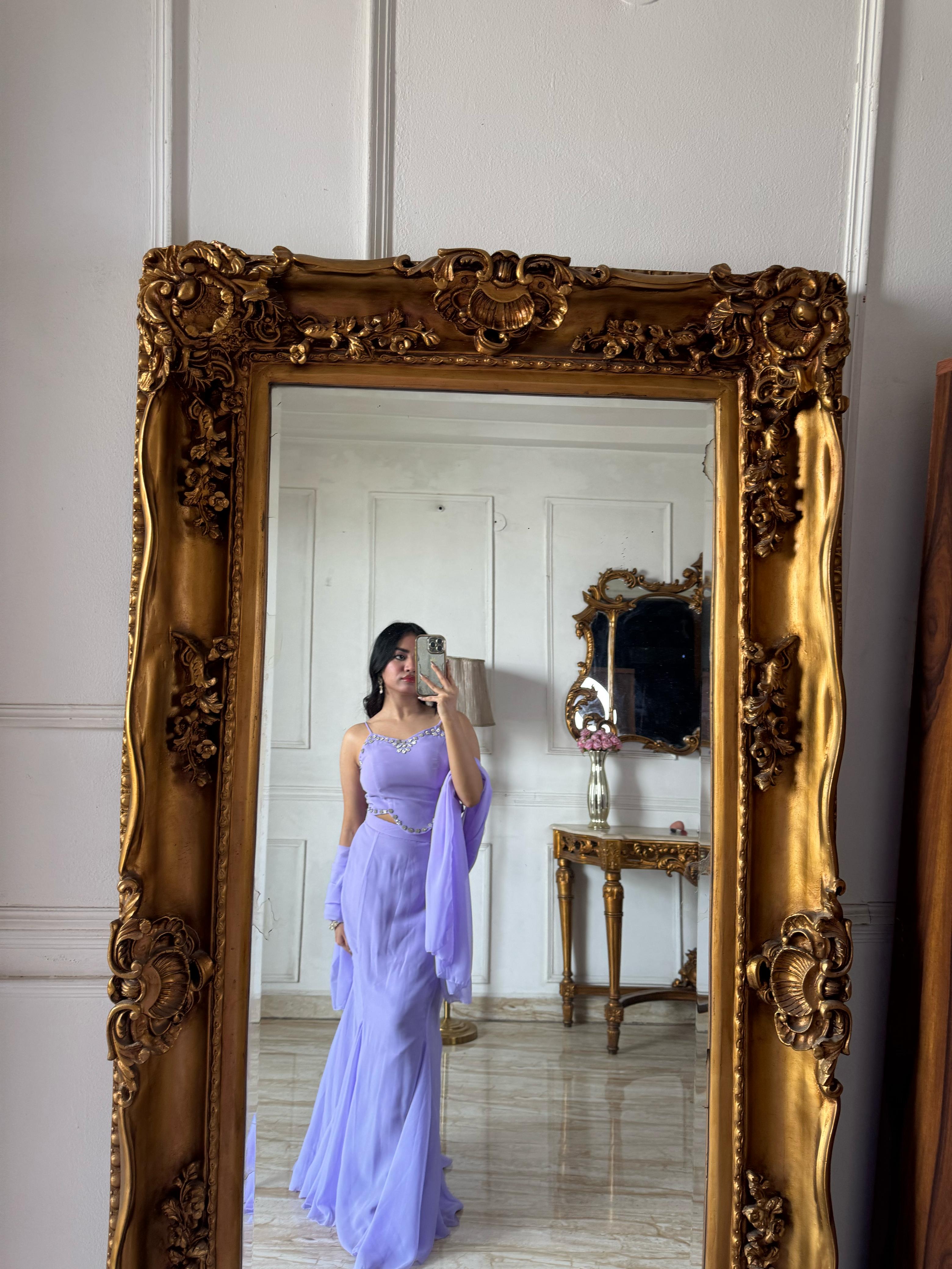 Pastel Lavender Designer Party Wear Cor-Set