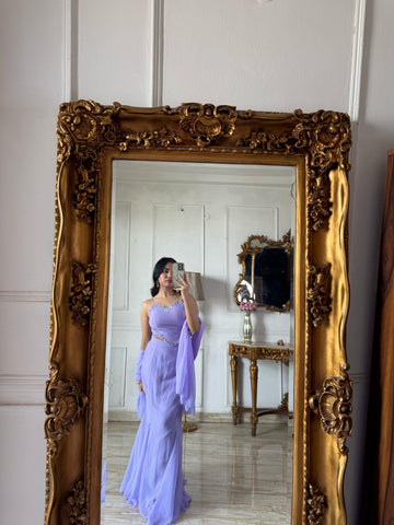 Pastel Lavender Designer Party Wear Cor-Set