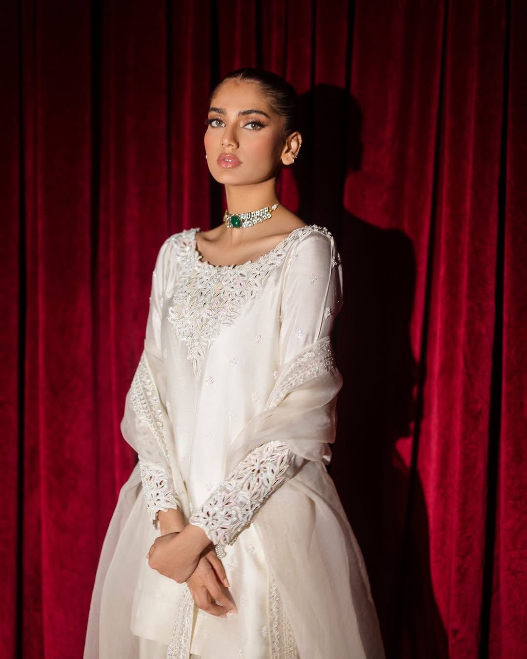 Premium White Thread Embroidered Straight Kurta Palazzo Set