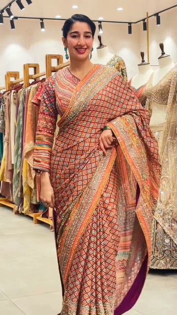 Glimmering Chinon Signature Saree