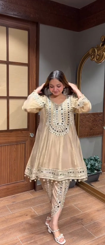 Royal Mirror Work Anarkali Set