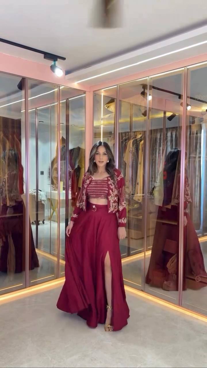 Chic Indo-Western Lehenga Set with Trendy Cape
