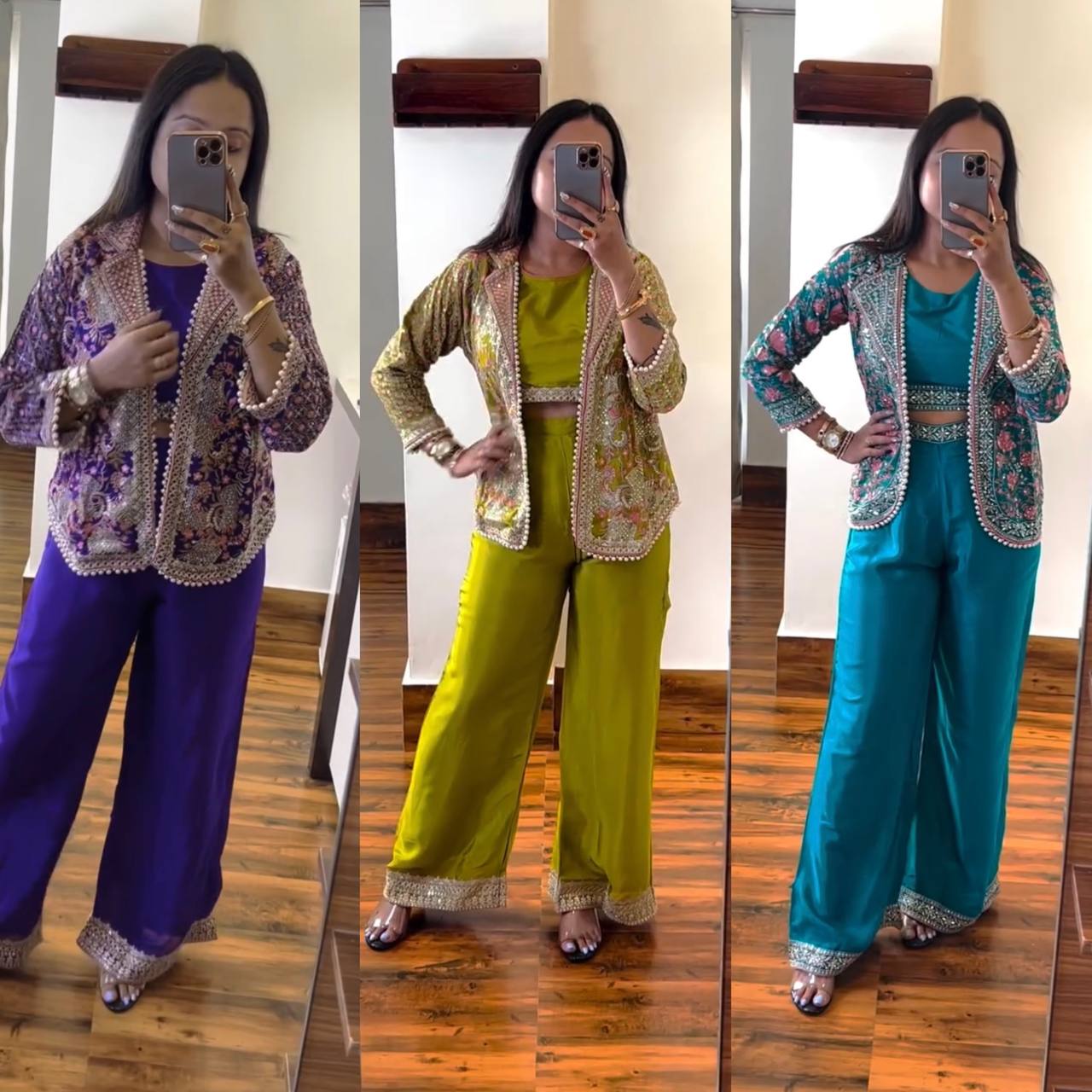 Trending Embroidered  Koti Blouse  With  Stitch Plazzo
