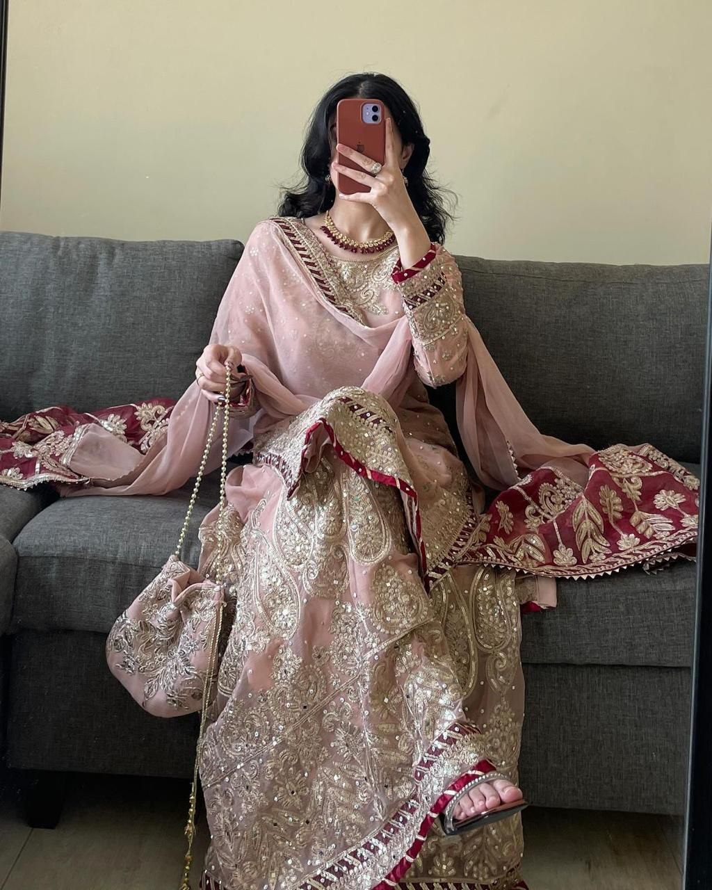 Elegant Lilac Amethyst Sharara Suit with Codding Sequin Work – Perfect for Weddings