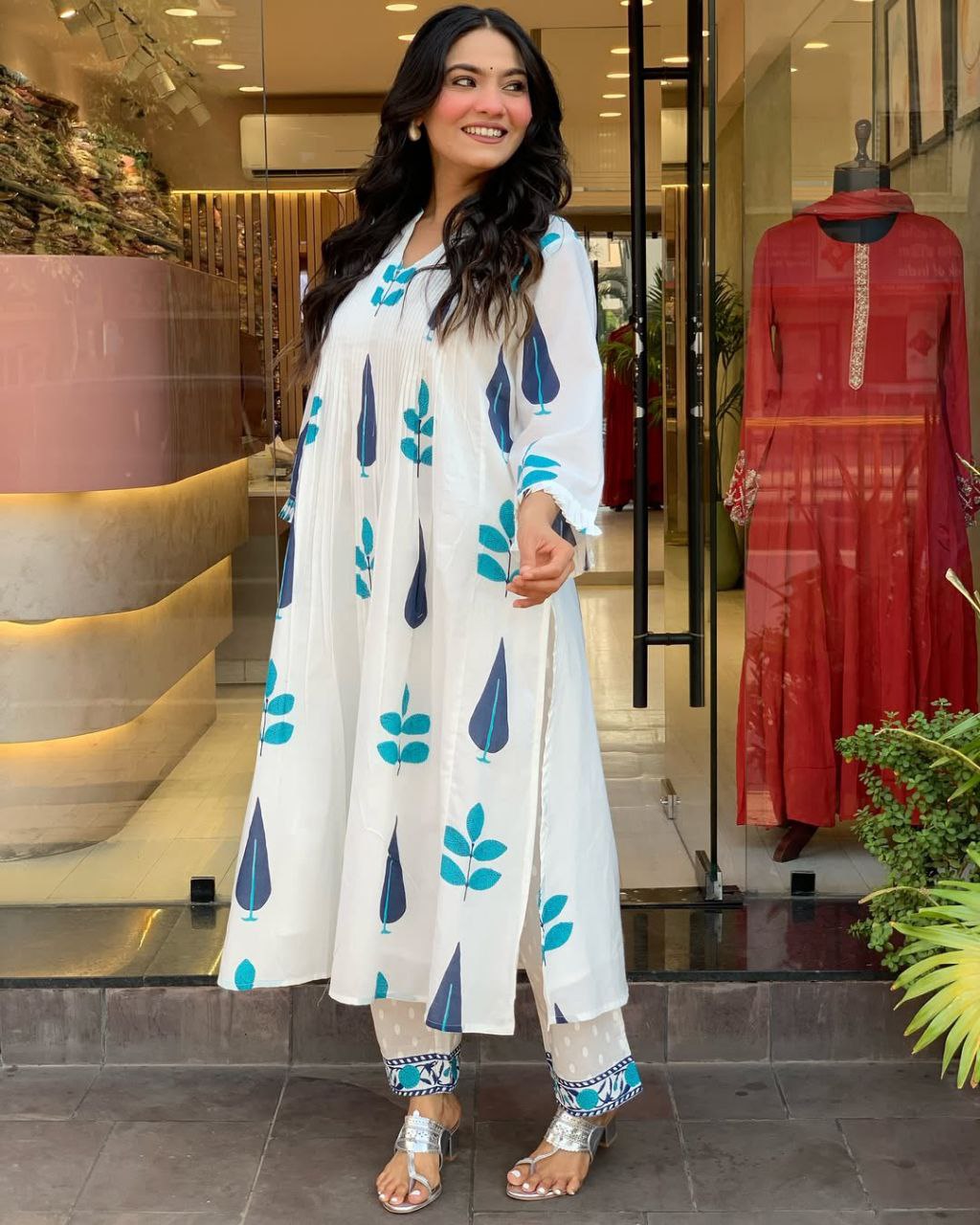 Pariza Block Print Pure  Mul Cotton Kurta With Pants