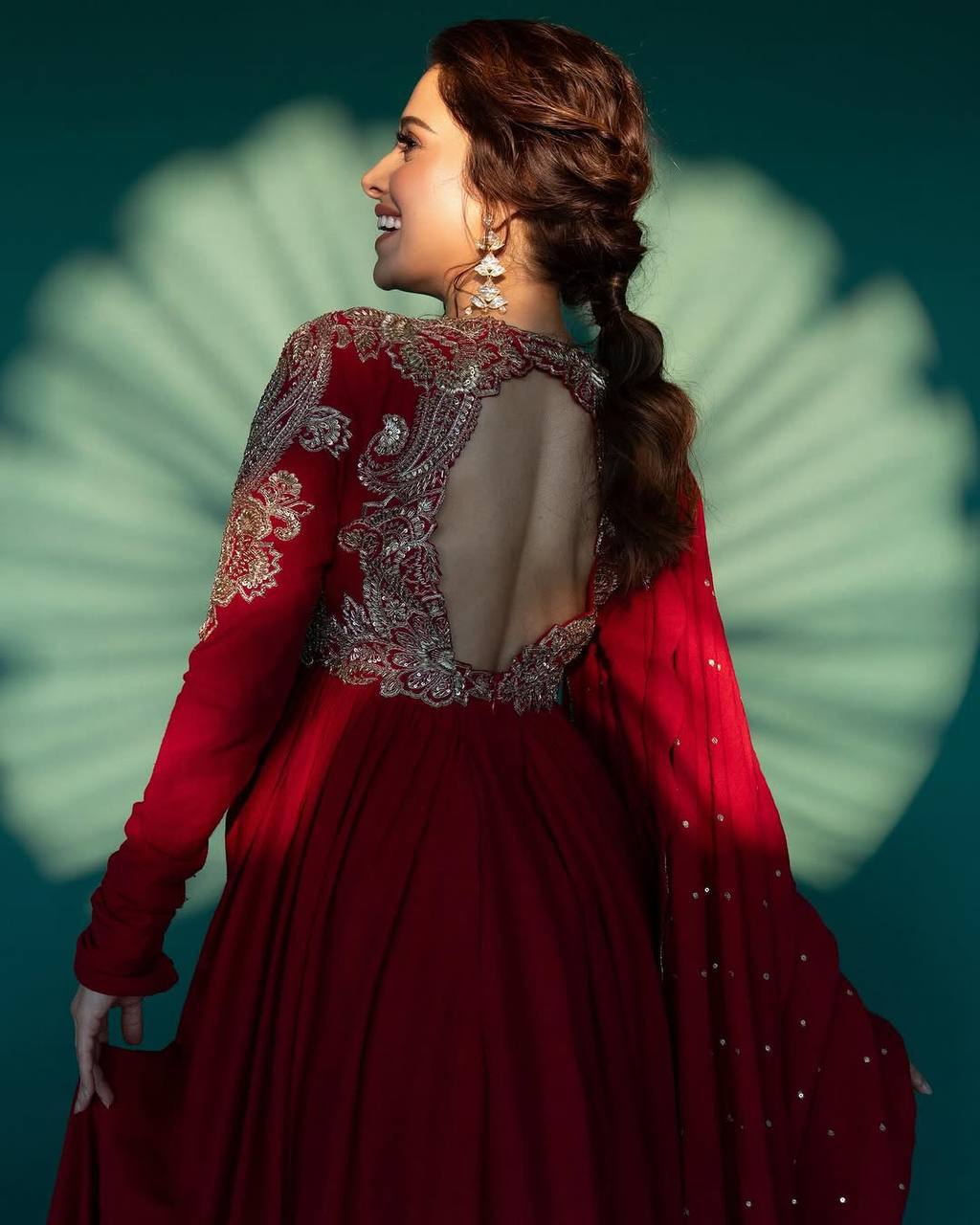 Red Sequins & Zari Embroidered Work Anarkali Set