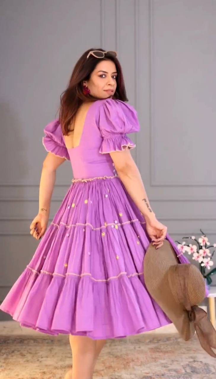 Angelonia Summer Tunic With Full Flair Embroidery Work  On Rayon Fabric