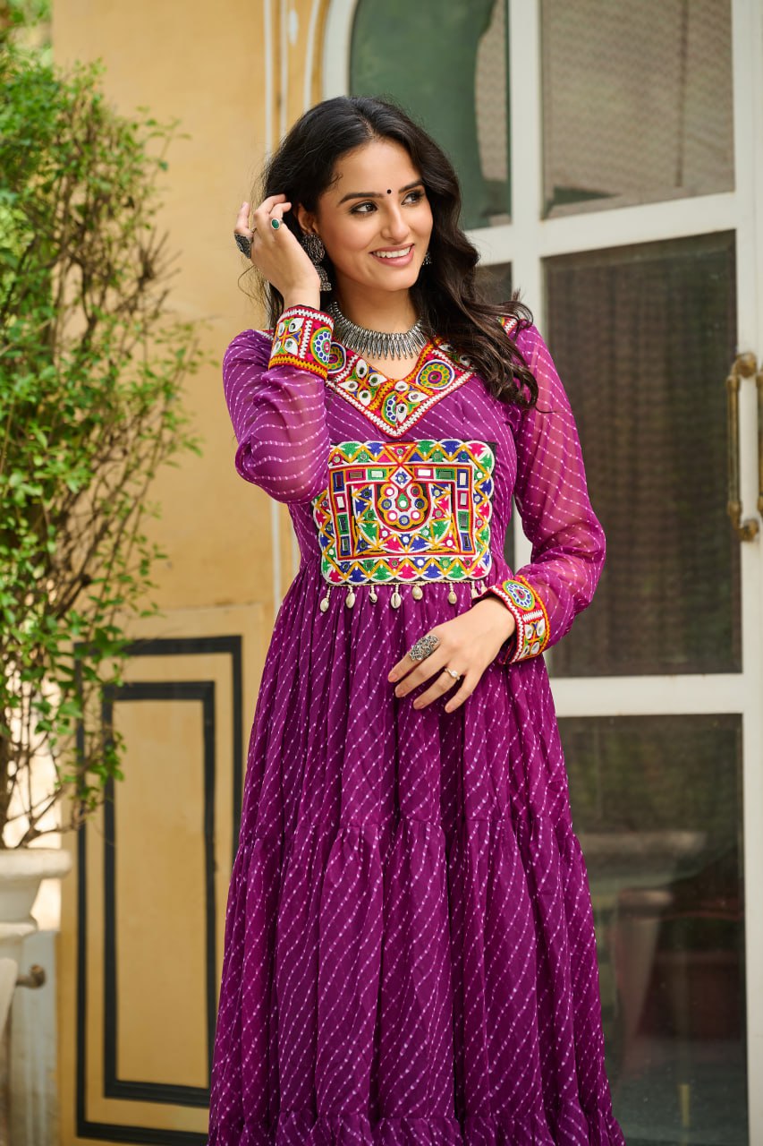 Navratri Special Traditional Gown With Kutchi Patche Work