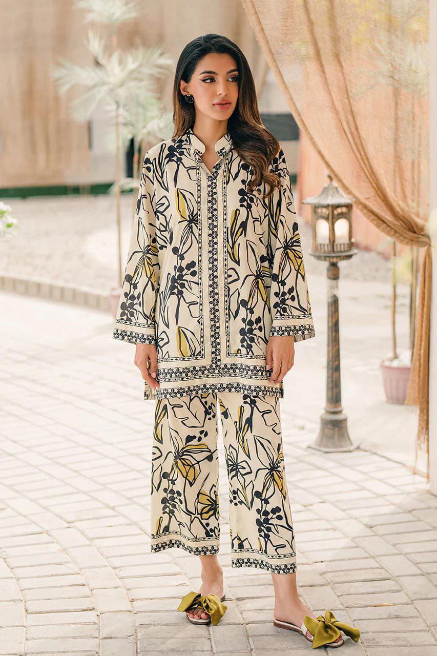Floral Printed Co-Ord Set in Cream & Black