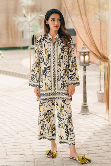 Floral Printed Co-Ord Set in Cream & Black