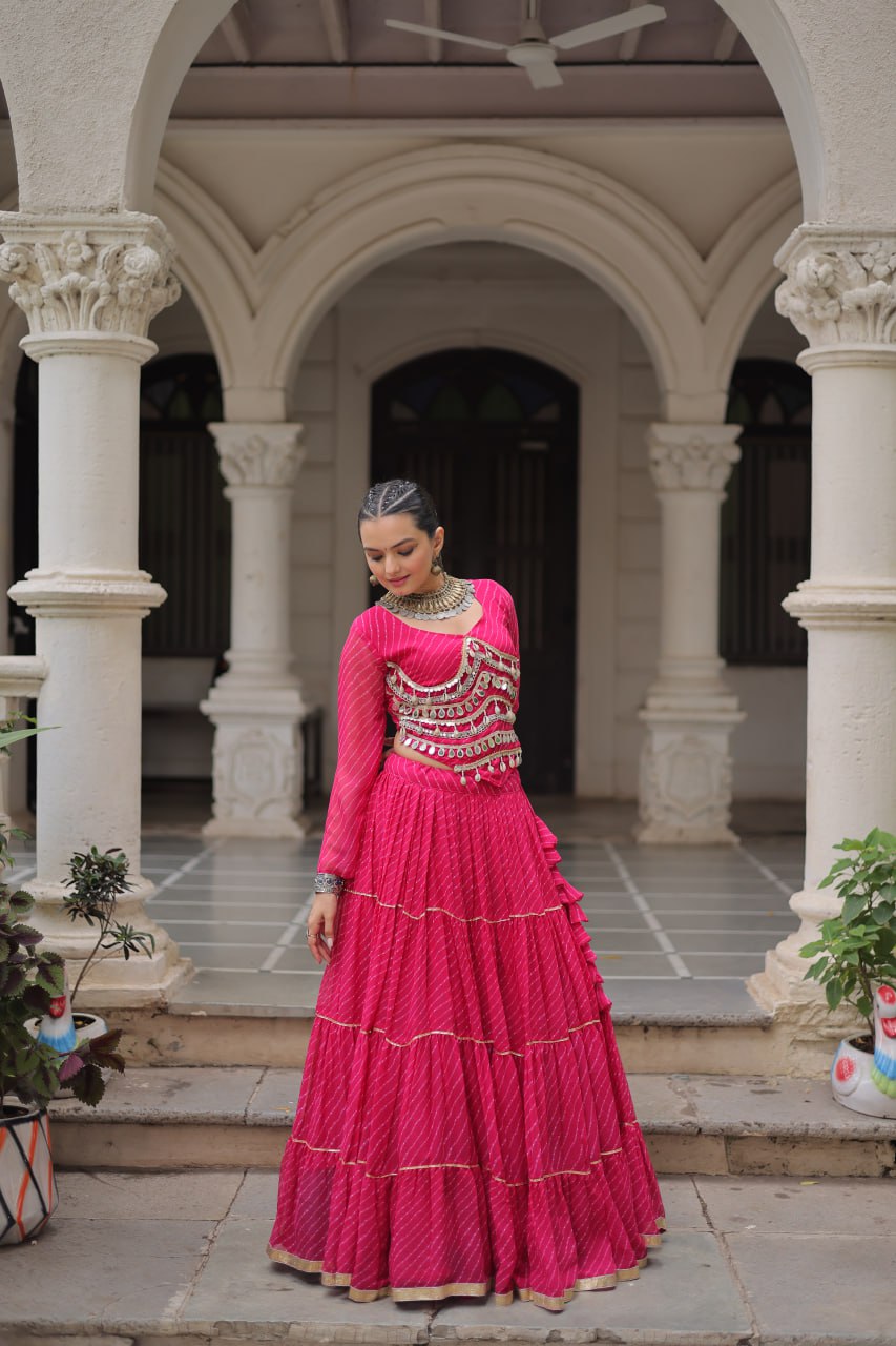 Hand-Embroidered Mirror & Coin Work Lehenga Set