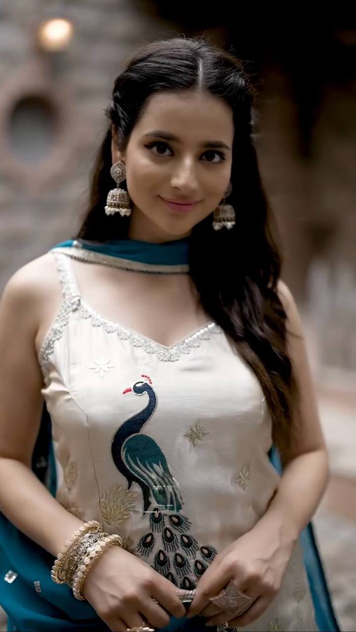 Peacock Grace Ensemble Kurti Set Flared Palazzo and Teal Blue Dupatta