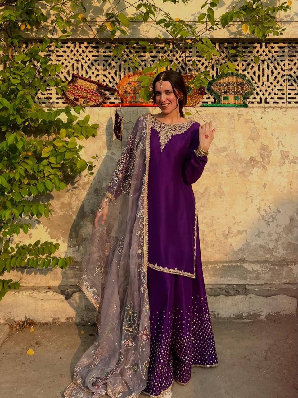 Exclusive 3-Piece Plazzo Set with Dupatta | Chinon Fabric Top & Plazzo with Sequence Embroidery