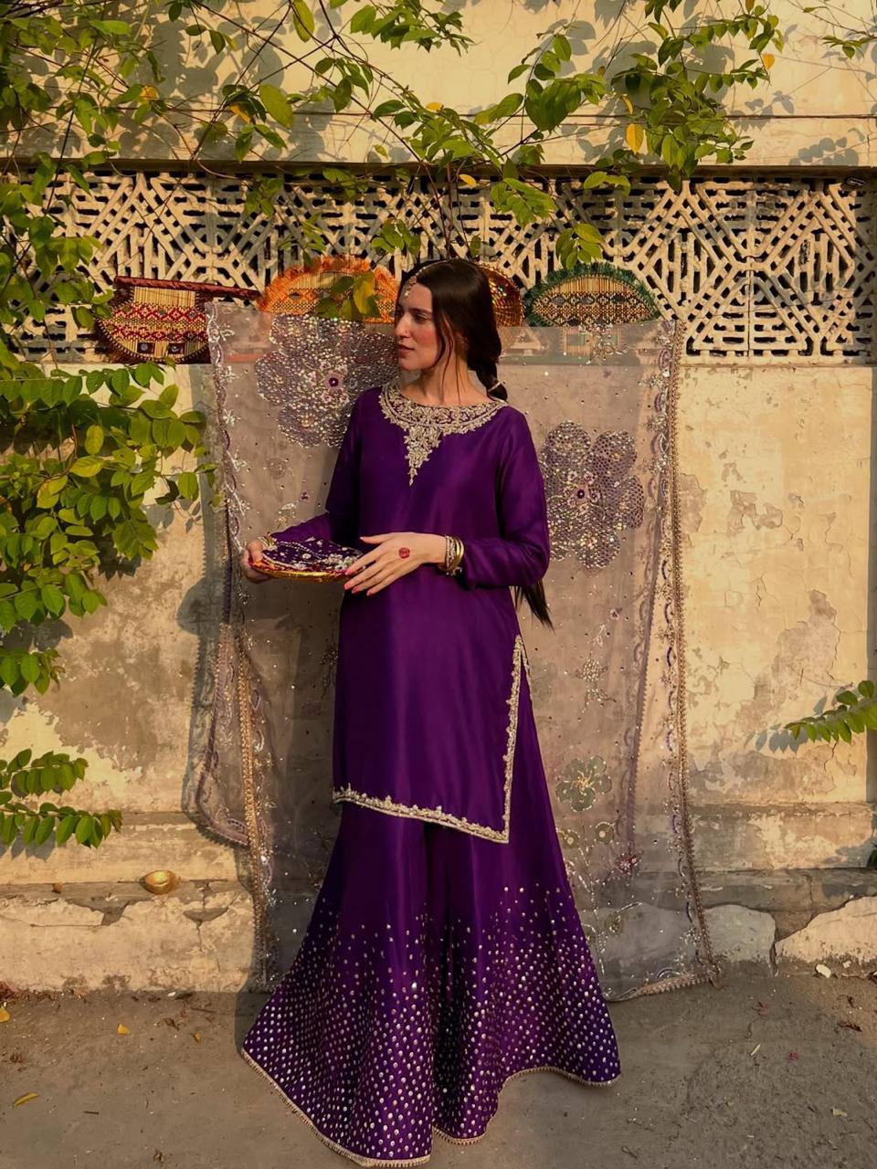 Exclusive 3-Piece Plazzo Set with Dupatta | Chinon Fabric Top & Plazzo with Sequence Embroidery
