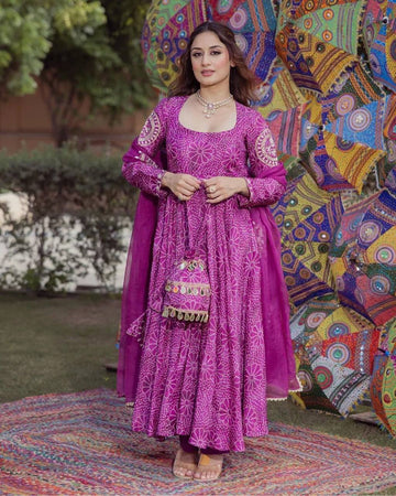 Vibrant Heritage Magenta Bandhej Anarkali Suit