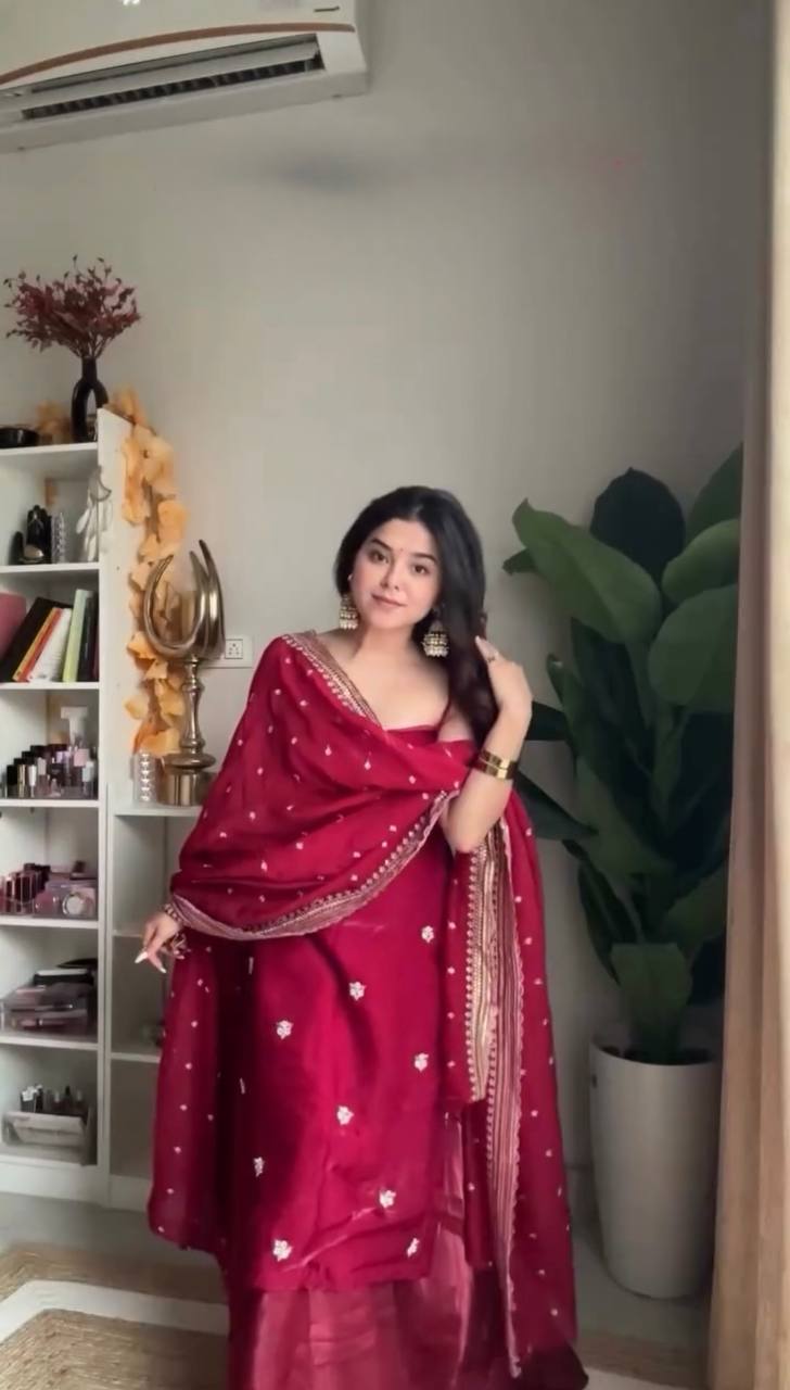 Maroon Festive Ethnic Traditional Suit Set