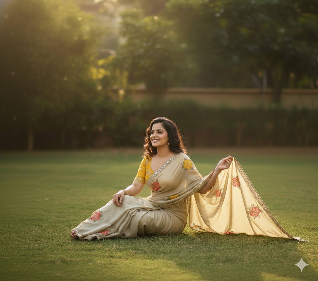 Ishika Designer Viscose Rangoli Saree with Floral Embroidery and Real Mirror Work by AG Export