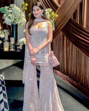Crystal Glow Pastel Partywear Sharara Set