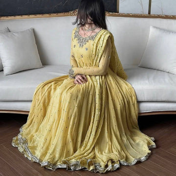 Kesar Haldi Ceremony Wear Anarkali