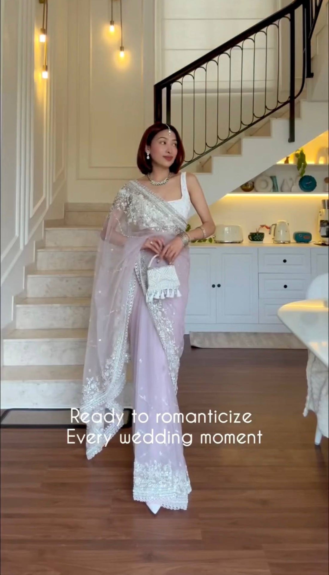 Designer Nylon Net Embroidered Saree with Cut-Work Border and Unstitched Blouse