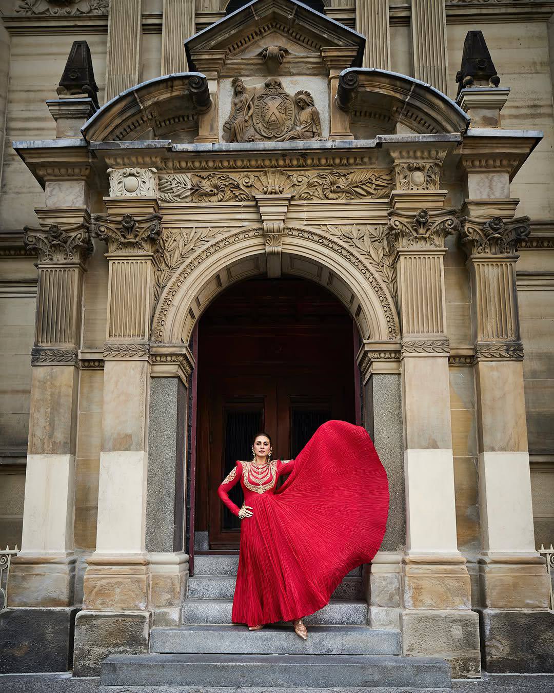 Royal Crimson Embroidered Anarkali Gown