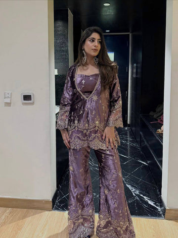 Statement Peplum Palazzo Set with Dupatta Look