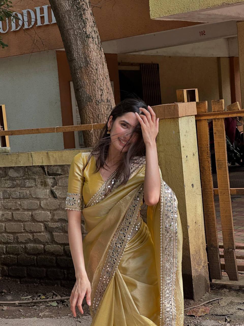 New Trending Designer Original Mirror Work Soft Organza Saree