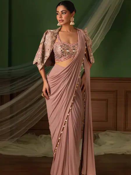 Premium Ready-to-Wear Saree with Jacket (Koti) and Blouse Set