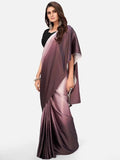 1-MIN READY TO WEAR Mauve Dual Shade Ready-Made Satin Sare - Eva Store New