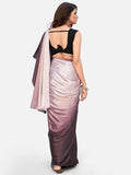 1-MIN READY TO WEAR Mauve Dual Shade Ready-Made Satin Sare - Eva Store New