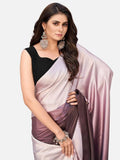1-MIN READY TO WEAR Mauve Dual Shade Ready-Made Satin Sare - Eva Store New
