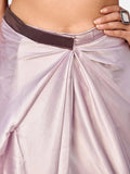 1-MIN READY TO WEAR Mauve Dual Shade Ready-Made Satin Sare - Eva Store New